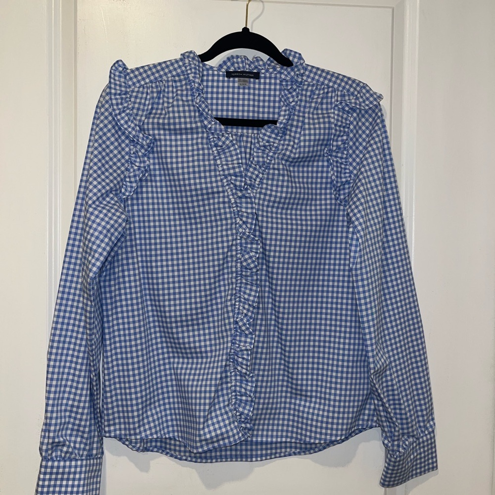Tommy Hilfiger Blue Checkered Blouse (New/Never Worn)